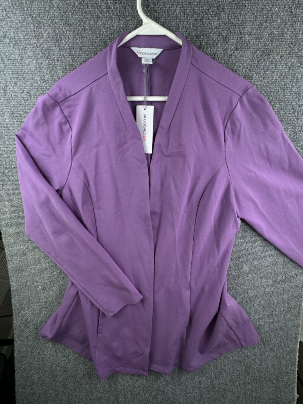 NWT Liz Claiborne Women Open Sweater Purple 2XLT Rayon Blend Stretch Business